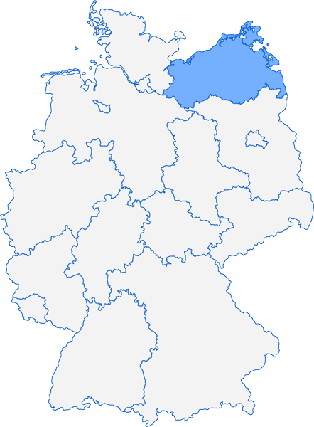 Deutschlandkarte Bundesland Mecklenburg-Vorpommern Monteurzimmer Mecklenburg-Vorpommern