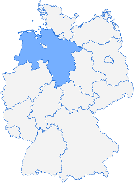 Deutschlandkarte Bundesland Niedersachsen Monteurzimmer Niedersachsen