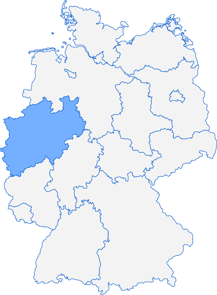 Deutschlandkarte Bundesland Nordrhein-Westphalen Monteurzimmer Nordrhein-Westphalen